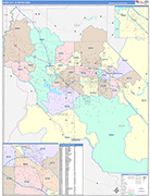 Boise City Metro Area Wall Map Color Cast Style